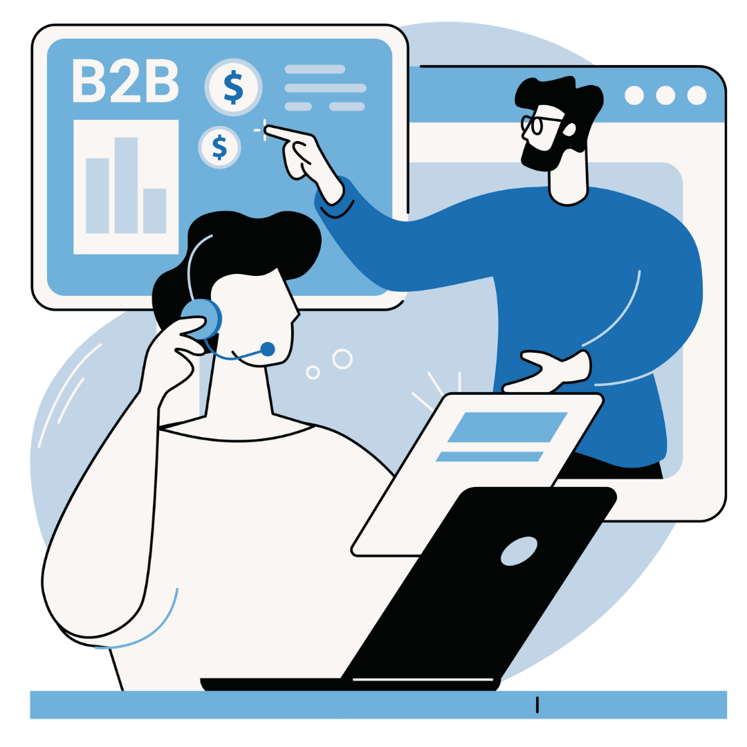 B2B B2C management platform dashboard showing customer relationship and sales analytics.